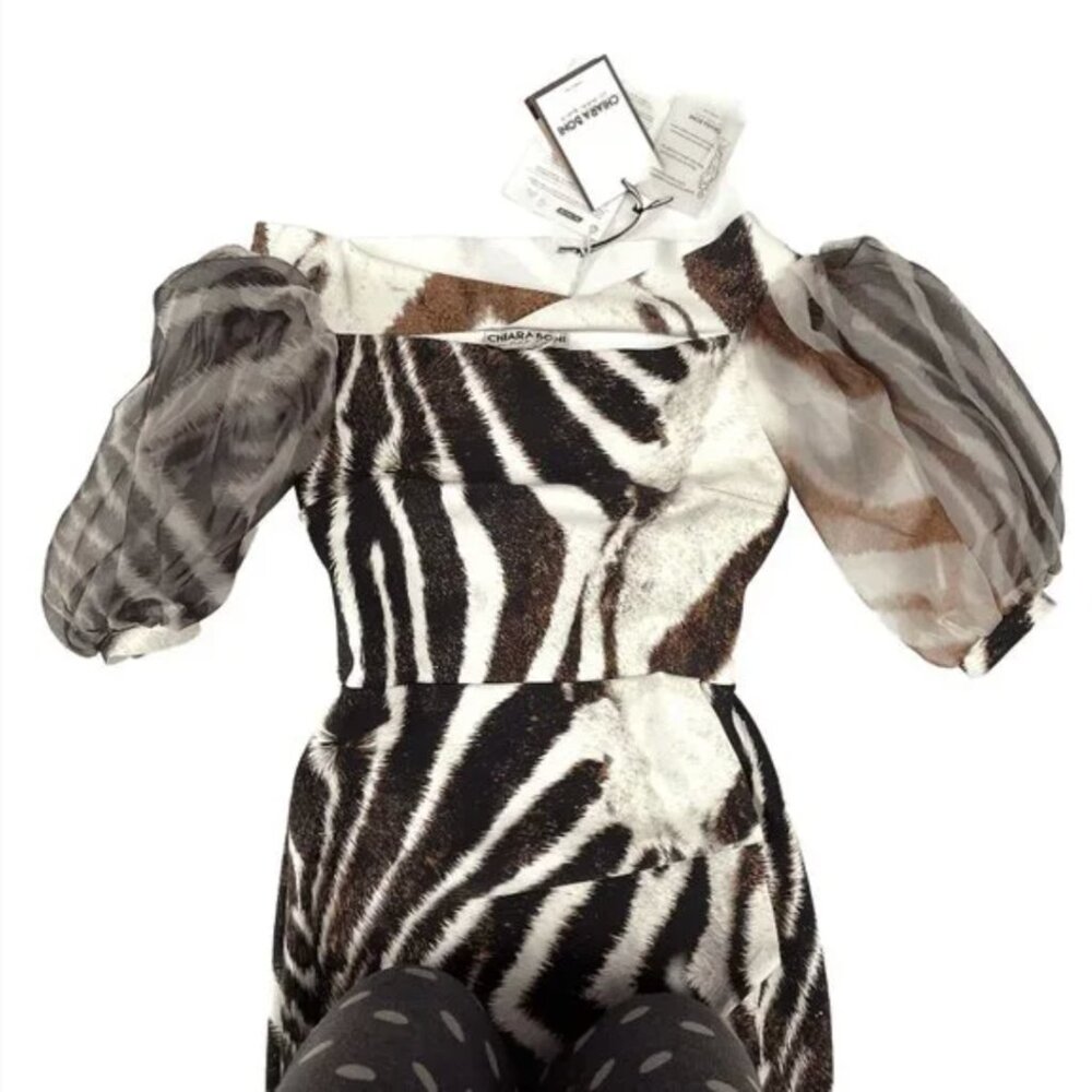 NWT Auc La Petite Robe Di Chiara Boni Saida Animal Print Ruffle Dress 4 $856 - Picture 12 of 14